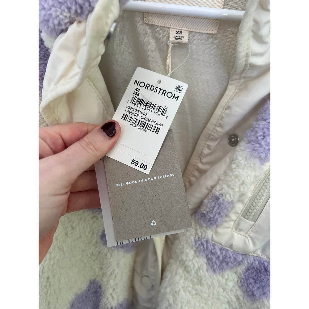 NEW Thread & Supply High Pile Fleece Floral Jacket Lavender Cream Women's XS - Picture 3 of 10